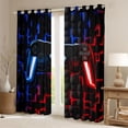 thumbnail image 2 of Gaming Curtains & Drapes 38"Wx45"L Geometric Gamer Window Curtains Neon Red Indigo Blue Gamepad 30%-50% Blackout Curtains 3D Ombre Checkered Curtains 2 Panels For Game Room, 2 of 6