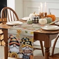 thumbnail image 4 of Fall Table Runner Thanksgiving Pumpkin Gnomes Table Runners Autumn Fallen Maple Leaves Wood Cotton Linen Dresser Scarf Kitchen Dining Table Decor for Fall Holiday Party Decor 13x72 Inch, 4 of 9