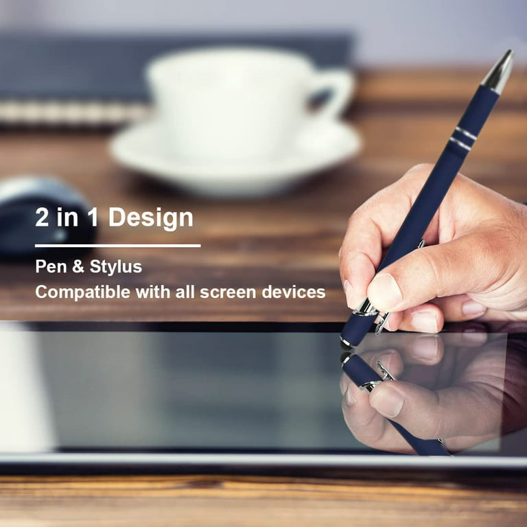 Stylus Pen for Touch Screens, Fine Point Smooth Writing Pens, Personalized Colorful Pens Bulk, Black Ink 1.0 mm Journaling Pen, Cute Pens Office