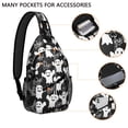 thumbnail image 2 of Sling Backpack,Black Halloween Ghosts with Boo Sling Bag with Water Bottle Holder,Waterproof Sling Bag for Men/Women with Headphone Jack for Hiking,Travel, 2 of 6