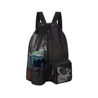 BROTOU Heavy Duty Soccer Ball Net Bag - 100L Extra Large Capacity, Drawstring Mesh Bag With Zipper Pocket For Sports Gear