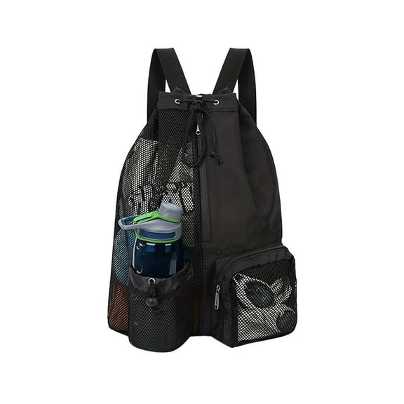 Swim Mesh Bag, Drawstring Backpack, Large Capacity Wet Bag for Swimming Gym Beach Fitness Gear, Lightweight Durable Cloth Material with Breathable Ventilation