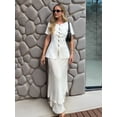 thumbnail image 2 of Women'S Short Sleeve Sweater Button Down Crew Neck Knit Cardigan Fashion Business Casual Outfits White XL, 2 of 8