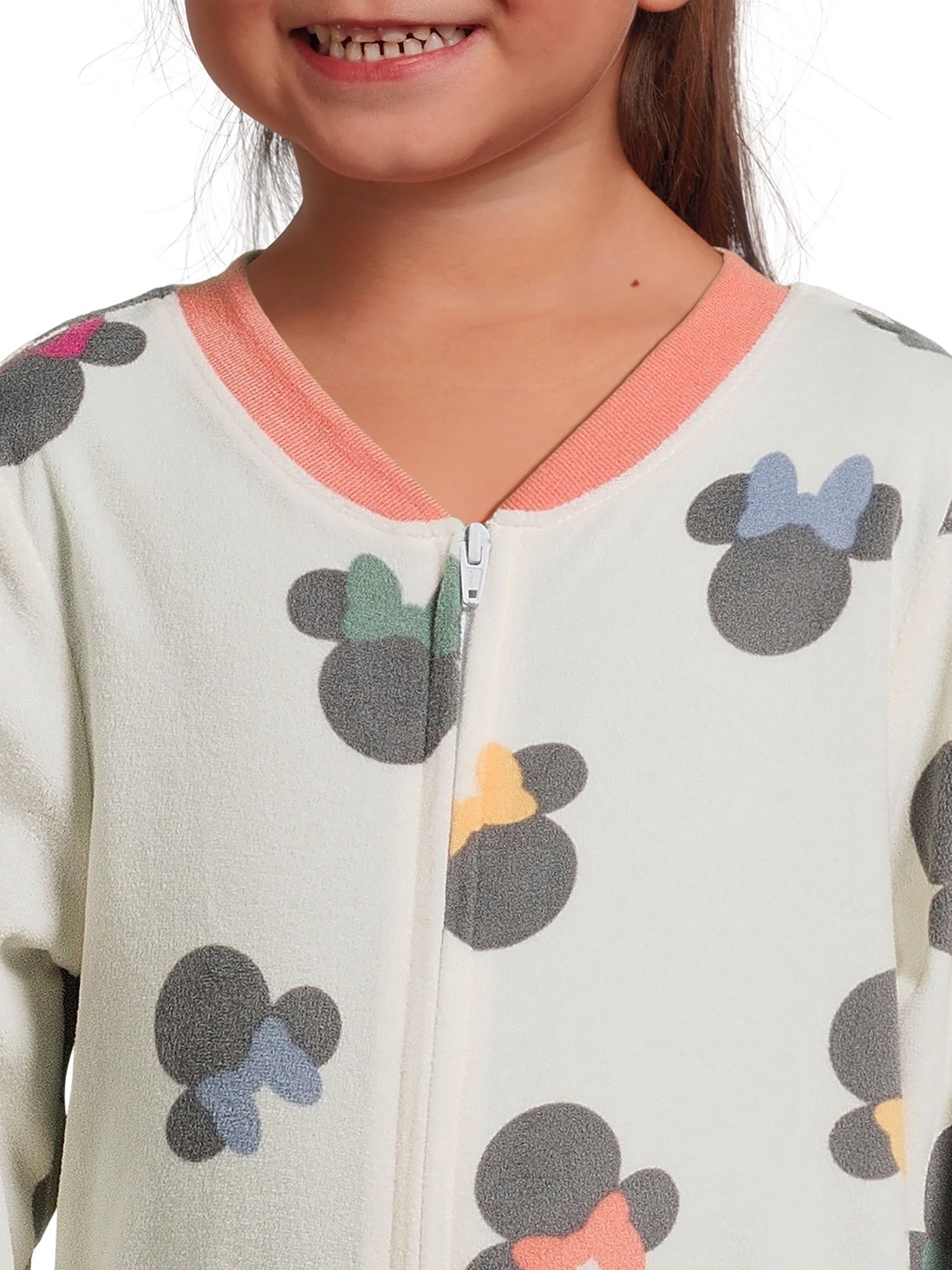 Minnie Mouse Toddler Girls One Piece Sleeper Pajamas, Sizes 12M-5T
