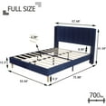 thumbnail image 3 of AUFANK Full Bed Frame Upholstered Platform with Wooden Slats, Noise-Free, Blue, 3 of 6