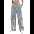thumbnail image 1 of Pantalones Deportivos Cargo para Mujer, Holgados, de Forro , de Pierna , Elásticos, de Cintura Alta, Informales, para Senderismo, para Otoño. Gris L, 1 of 10