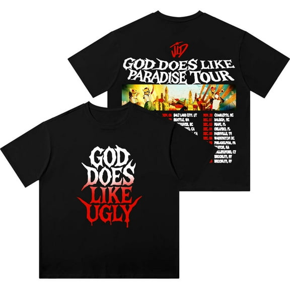 JID God Does Like Paradise Tour 2025 Vintage Wash T-Shirts Women Men Cotton Short Sleeve Tee