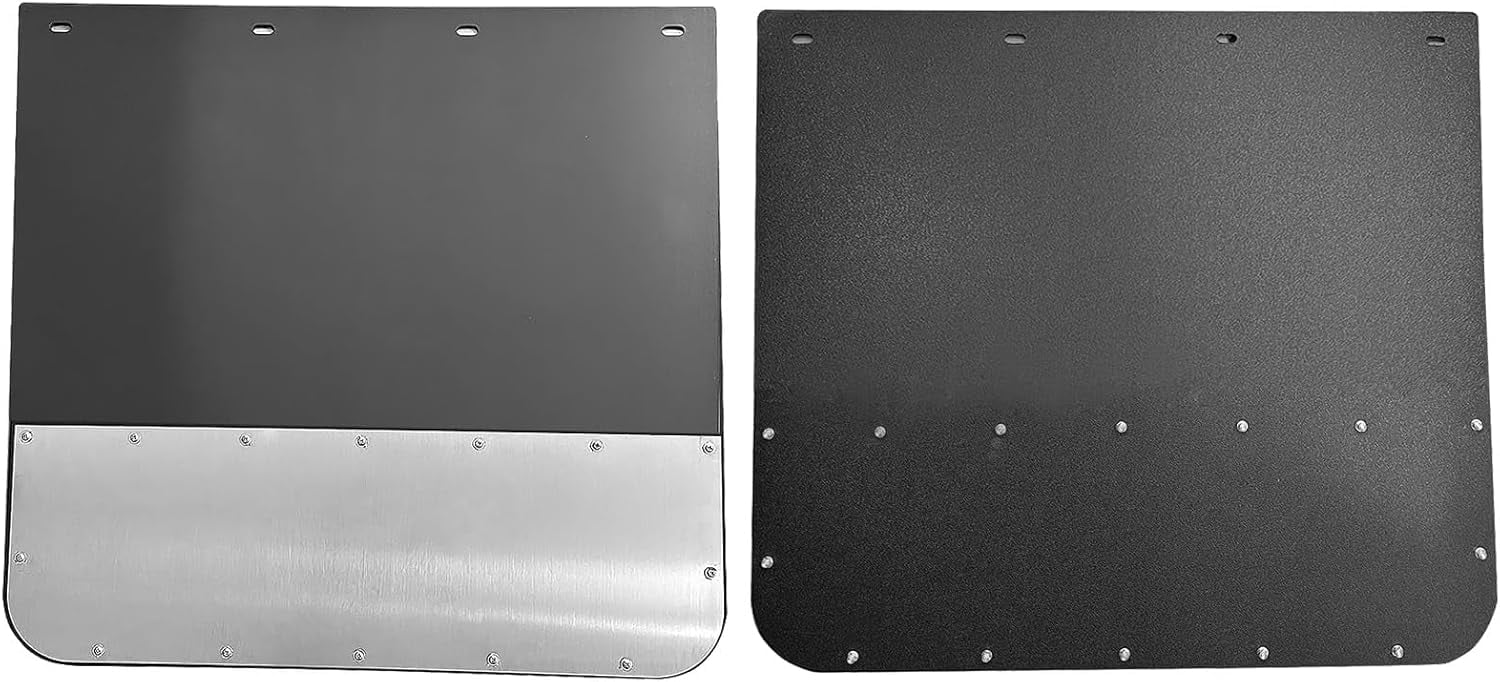Pair Universal 24" x 24" Mud Flaps w/Stainless Steel Weight for Semi-Truck Trailer Truck, Splash Guard with Heavy Duty Mud Flap Weights Bottom (24in x 24in)
