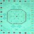 thumbnail image 1 of Ahgly Company Machine Washable Indoor Square Abstract Turquoise Blue Modern Area Rugs, 6' Square, 1 of 4