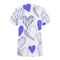 thumbnail image 3 of Bouanq Scrub Tops for Women Valentine's Day Short Sleeve Love Heart Print Working Uniform V-Neck Comfy Tunic Blouse with 2 Pockets, 3 of 3