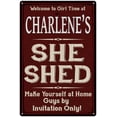 thumbnail image 1 of CHARLENE'S She Shed Red Sign Lady Cave 8 x 12 High Gloss Metal 208120088223, 1 of 1