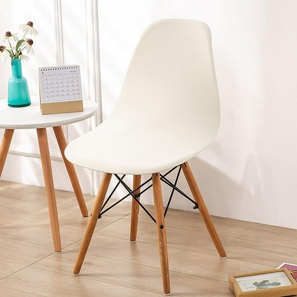 Funda elástica para asiento de silla Macarena poliéster extraíble color sólido blanco crema
