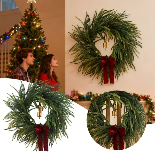 24 Inch Realistic All Seasons Wreath For Front Door Indoor Outdoor Porch Window Wall Home Decoration