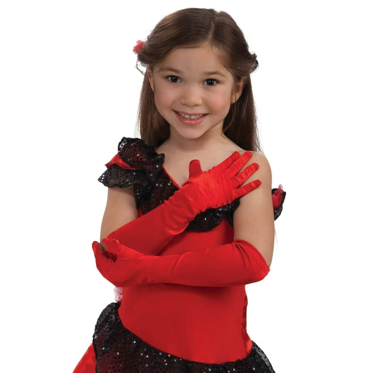 Halloween Red Child Satin Gloves