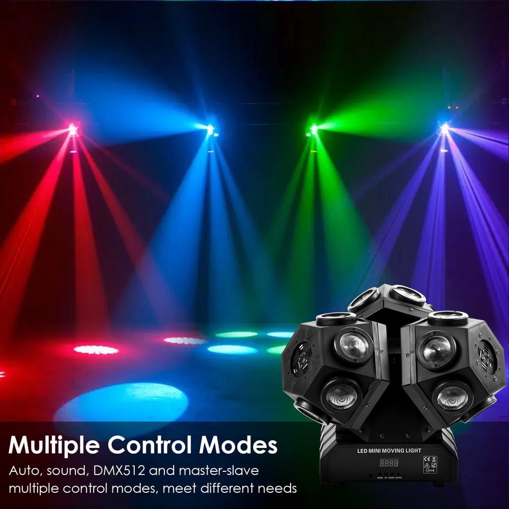 Mulaxen Moving Head Light RGBW Stage Lighting DJ Lights 18 x 12W LED Beam Spotlight 15/18 CH Wash Light with DMX 512 and Sound Activated for Church Wedding Bar Christmas and Halloween
