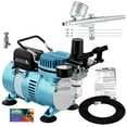 thumbnail image 2 of Master Airbrush Cool Runner II Dual Fan Air Compressor System Kit with a Pro Set G222 Gravity Airbrush Kit with 3 Tips 0.2, 0.3 & 0.5 mm - Hose, Holder, How-To Guide - Hobby, Auto, Cake, Tattoo, Art, 2 of 4