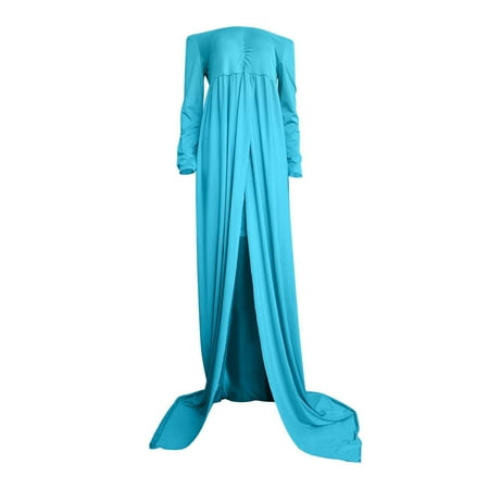 

asdoklhq Maternity Dresses for WomenLadies Maternity Photography Props One-shoulder Solid Color Long-sleeved Dress
