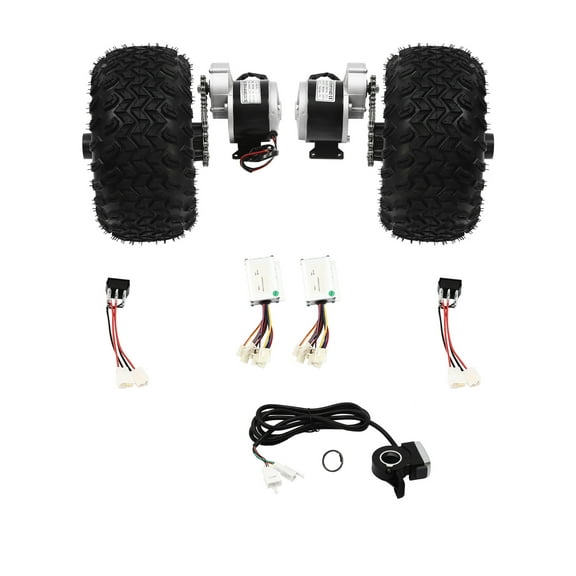 10 Inch Motor Driven Air Wheel Conversion Kit, 24V 250W Electric Cart Scooter Wheel Set Kit, Dual-wheel Set with Thumb Throttle, for Electric Beach Scooters and Go-karts