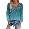 thumbnail image 4 of Zeagoo Womens Tops Long Sleeve Shirts V Neck Trendy Tee Pleated Tshirts Loose Tunic Work Clothes, 4 of 7