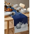 thumbnail image 6 of Navy Blue Christmas Table Runner 72 Inches, Xmas Balls Pine Needles Snowflakes Bed Runner Dresser Scarves Tabletop for Indoor Outdoor Parties/Ceremony/Banquet, 18" x 72", 6 of 8