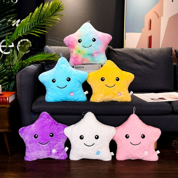 Cojin de almohada con forma de estrella con luz LED brillante almohada con forma de estrella juguetes de peluche multicolor JAMW Sencillez