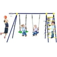 thumbnail image 1 of Gymax 5-In-1 Outdoor Kids Swing Set W/ Heavy Duty Swing Frame & Ground Stakes Backyard, 1 of 10