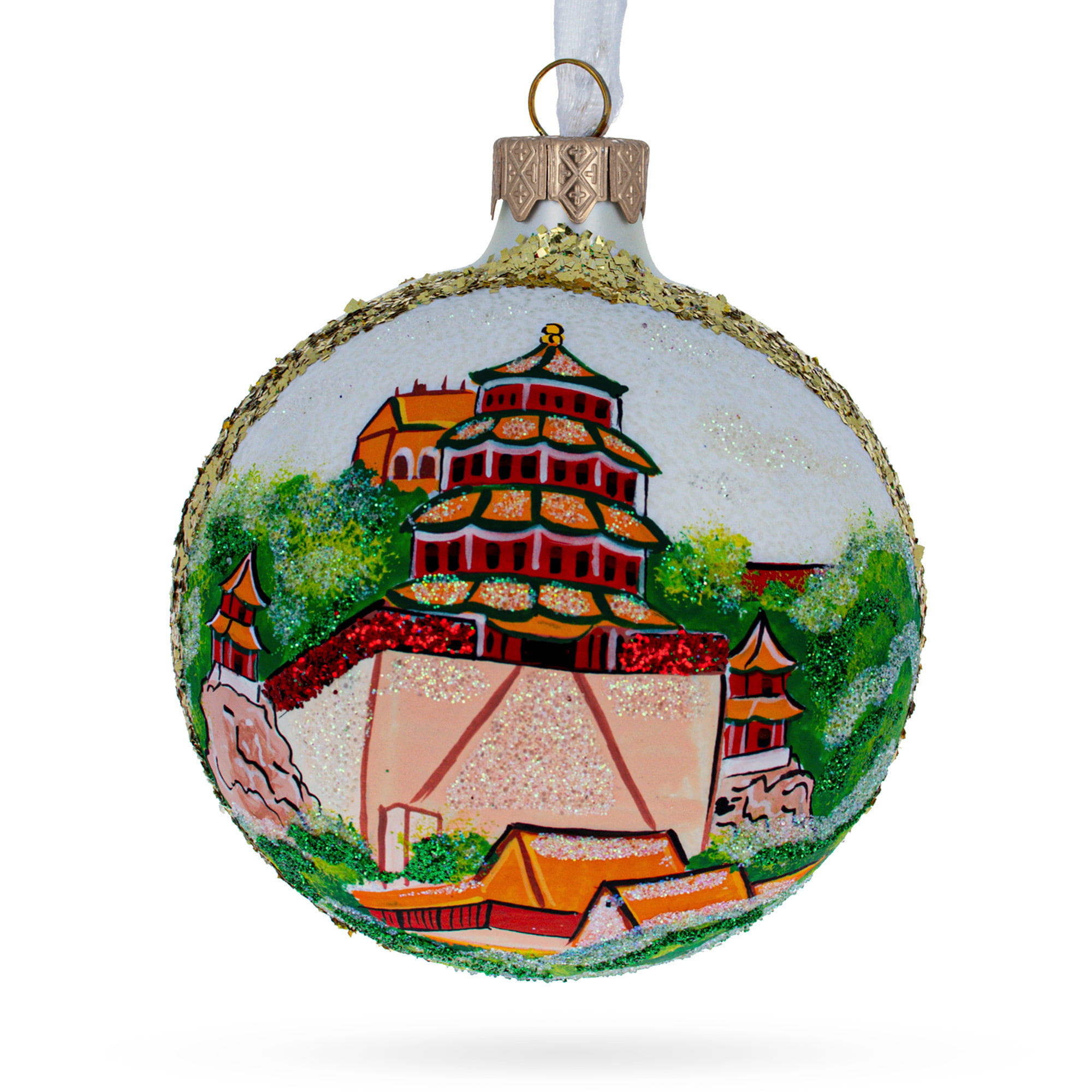 Beijing China Round Porcelain Ornament Holiday Seasons 