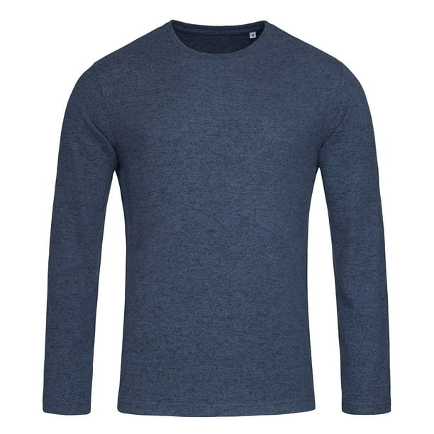Stedman - Jersey de Punto Cuello Redondo Stars para Hombre (Gris Oscuro Jaspeado)