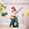 thumbnail image 2 of TERESA'S COLLECTIONS 8" Resin Garden Gnome with Fishing Pole Statue, Outdoor Patio Lawn Decor, Garden Gift, 2 of 6