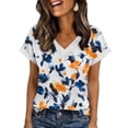 thumbnail image 2 of Odbmxy V-Neck T-Shirts Women Summer Short Sleeve Tops Women Casual Vacation Yellow Graphic Loose Soft Tops, 2 of 6