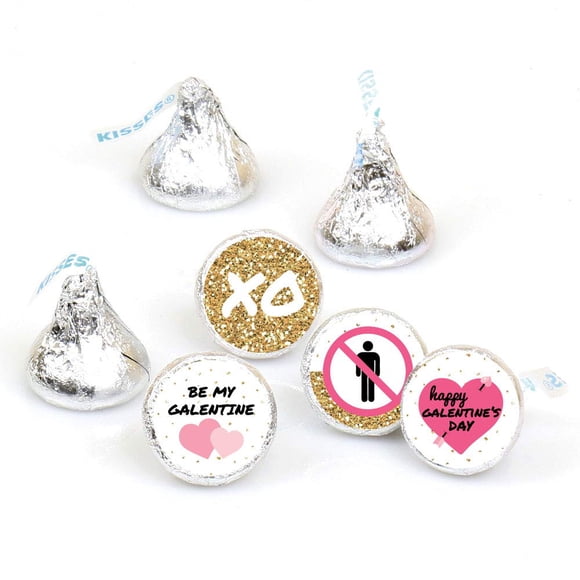 Big Dot of Happiness Be My Galentine - Galentine’s and Valentine’s Day Party Round Candy Sticker Favors - Labels Fit Chocolate Candy (1 Sheet of 108)