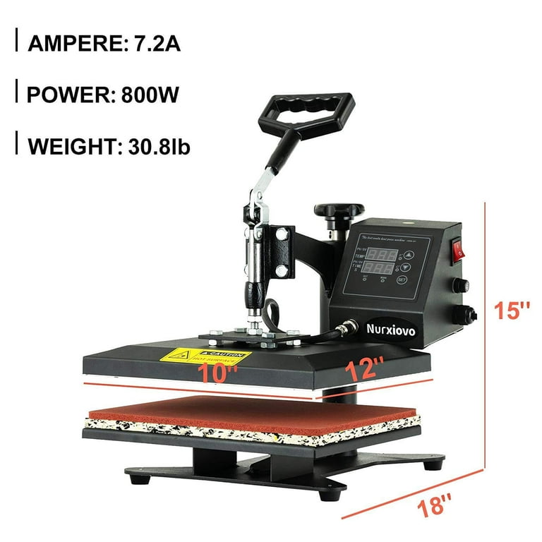  CREWORKS 12x10 Inch Heat Press Machine Professional 360  Swing-Away T-Shirt Press for Shirt, Phone Case, Mouse Pad, Tote Bag, Pillow  Case, Coasters, Puzzles, Tiles (12x10 Inch Machine Only) : Arts, Crafts