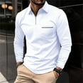thumbnail image 2 of Beugl Mens Shirts Clearance, Men's Fashion Spring and Autumn Casual Long Sleeve Zipper Solid Color Long Sleeve T Shirt Top Golf Shirts for Men, Polo Shirts for Men White XXXL, 2 of 4