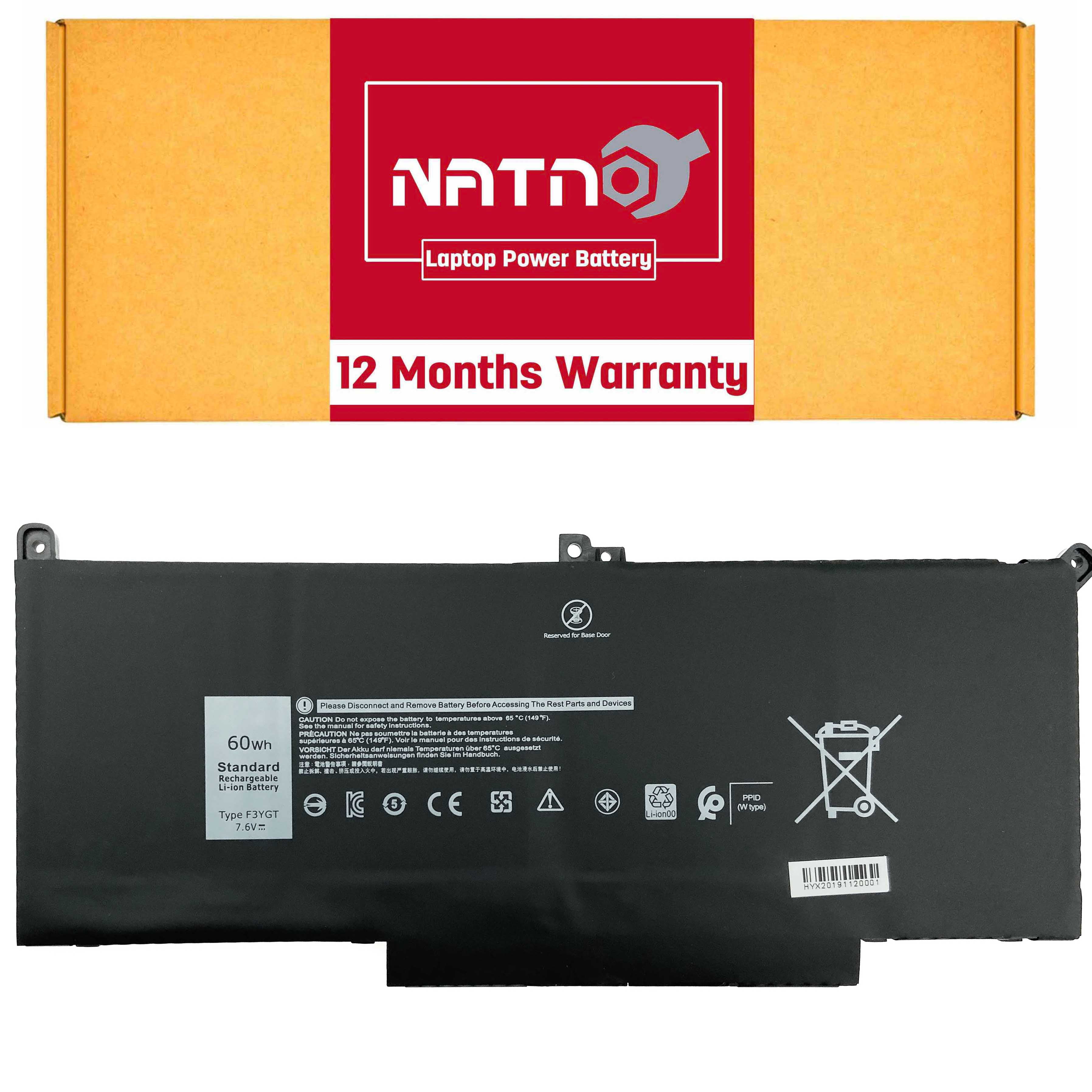 NATNO F3YGT Battery Replacement for Dell Latitude 12 7000 7280 7290/13 ...