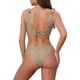 thumbnail image 3 of INSPIRAR CHIC Conjunto de Bikini de Mujer con Volantes, Escote en V, Tirantes Anchos, 2 Piezas, Top con Cinta Ajustable en la Espalda y Parte Inferior Triangular, Mediano, Leopardo Marrón, 3 of 5