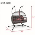 thumbnail image 5 of Brafab 2 Person Swing Egg Chair with Sturdy Stand and Fluffy Cushion, Large Double Hand-Woven Wicker Rattan Hanging Egg Chairs, Porch Swing Loveseat for Indoor Outdoor, Dark Grey, 5 of 8