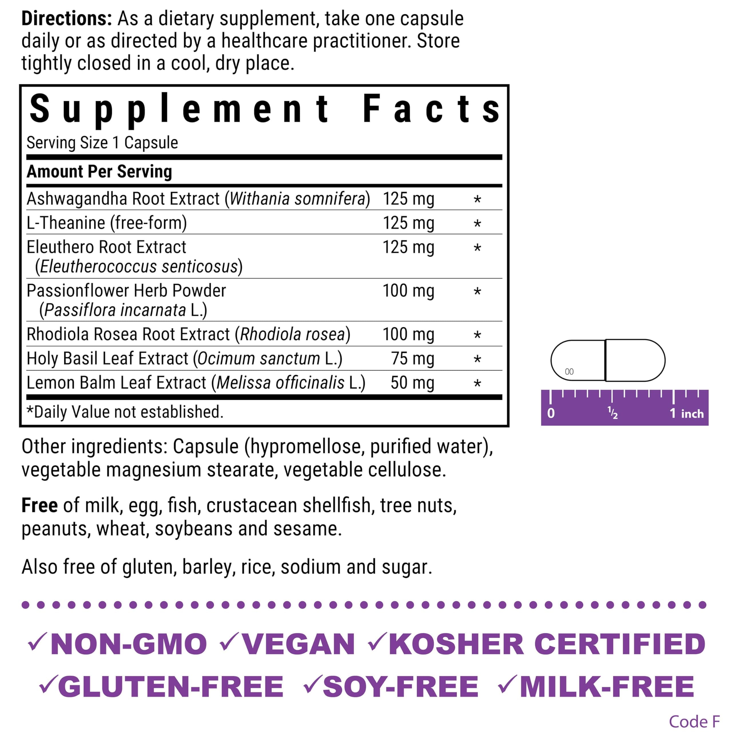 Bluebonnet Stress Relief*, Calm & Relax*, Calming, Whole Foods 60 Vegetable Caps, 60 Days