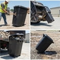 thumbnail image 4 of 32 Gallon Heavy Duty Plastic Garbage Can Wheeled, with Attached Snap Lock Lid and Duty Handles Heavy-Duty Construction, Perfect Backyard, Deck, or Garage Trash Can, Indoor/Outdoor Use 1Pcs-Black, 4 of 8
