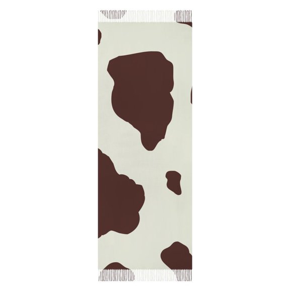 Tassel Scarf 78.7 X 27.6 In Light Comfortable Soft Breathable Used For Everyday Wear Travel Party Photos Cow Print Brown