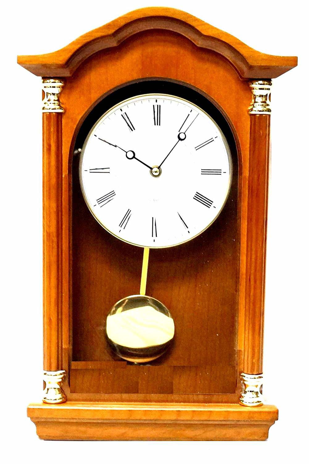 J D Best Pendulum Wall Clock Silent Decorative Wood With Swinging Battery Operated For Living Room Kitchen Office Home Décor Medium Brown Tqww4131 16 X 9 3 Inches - Wooden Wall Clock With Pendulum