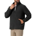 thumbnail image 4 of INSPIRE CHIC Plush Fleece Jacket for Men's Winter Outwear Stand Collar Zipper Soft Jackets Coats M Black, 4 of 5