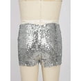 thumbnail image 6 of Miutii Kids Girls Sequins Dance Shorts Athletic Hip Hop Jazz Tap Performance Costume Tumbling Yoga Silver 120-140/12, 6 of 9