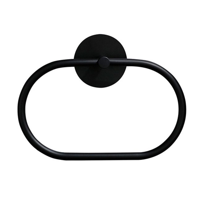 Toallero ovalado de acero inoxidable de 1 pieza sin perforar, anillo colgante para toallero de baño