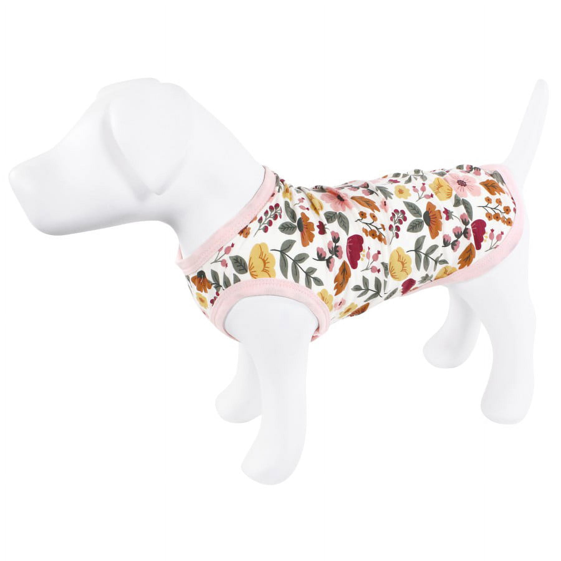 Luvable Friends Dog Pet Dog and Cats Cotton T-Shirts 2pk, Burgundy Floral Botanical, Large