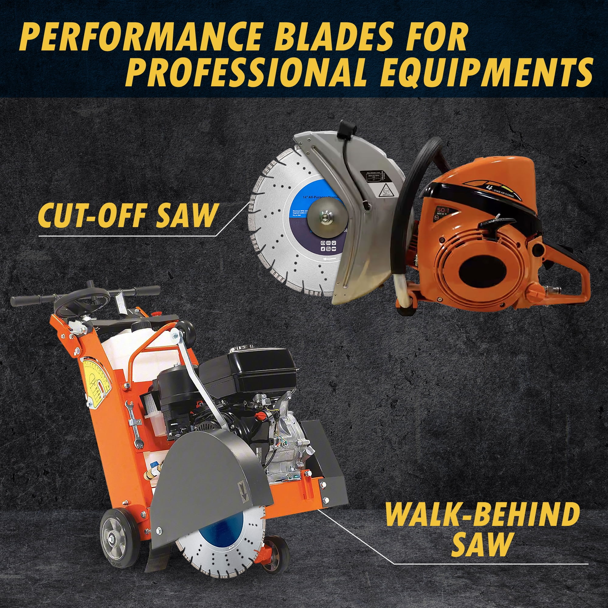 EDiamondTools 14" All Purpose Diamond Saw Blades for Reinforced Concrete, Asphalt, Granite