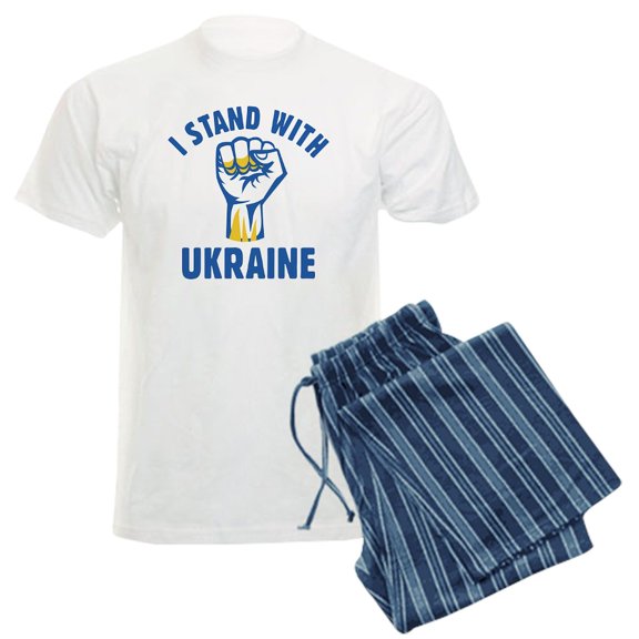 CafePress - I Stand With Ukraine Men's Light Pajamas - Men's Light Loose Fit Cotton Pajama Set