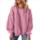thumbnail image 1 of Suéter de Cuello Redondo para Mujer, Holgado, de Lana de Cordero, Informal, Versátil, de Larga, para Otoño e Invierno. Rosa M, 1 of 9