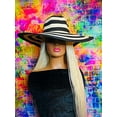 thumbnail image 3 of 2Chique Boutique Women's Color Block Striped Wide Brim Floppy Toyo Straw Sun Hat Black Beige, 3 of 4