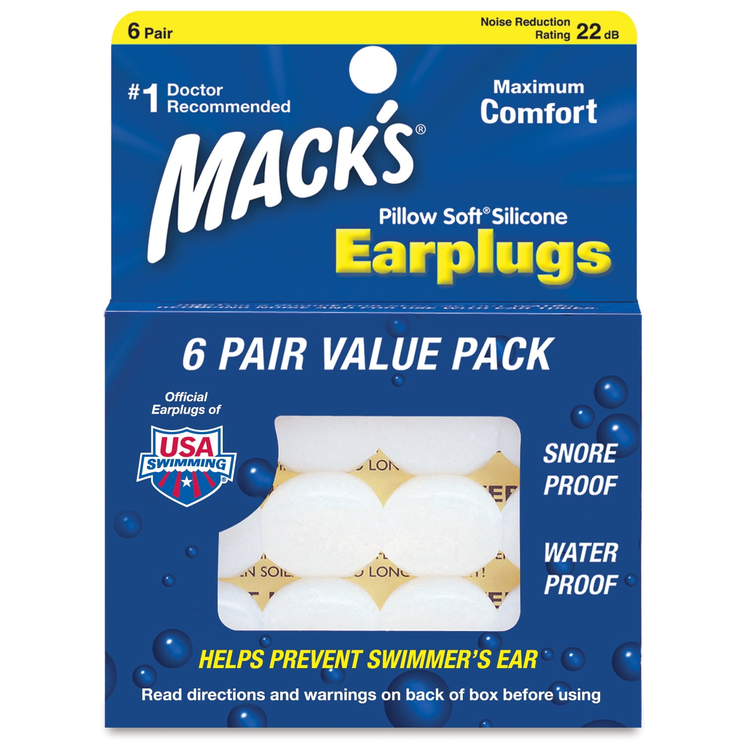 Macks Pillow Soft Silicone Earplugs Value Pack, 6-Count (3)