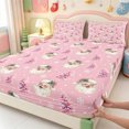 thumbnail image 3 of Manfei Golden Animals Fitted Sheet Queen,Festive Christmas Candy Cane Bedding,3-Piece,1 Fitted Sheet and 2 Pillowcases, 3 of 6